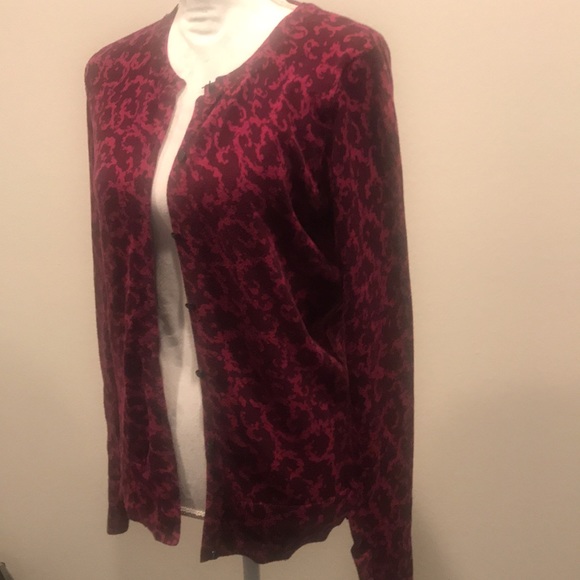 Long Sleeve Sweater Paisley Button Down Sz Med - Picture 3 of 4